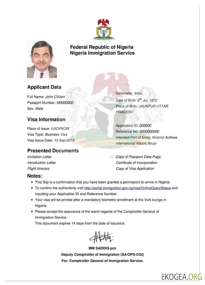 Visa électronique NIGÉRIA